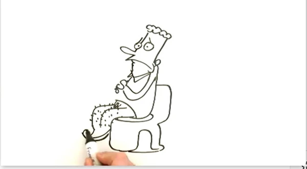 Tegning af mand på toilet 