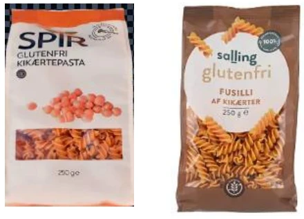 SPIR Glutenfri kikærtepasta, 250g og Salling Glutenfri Fusilli af kikærter, 250g