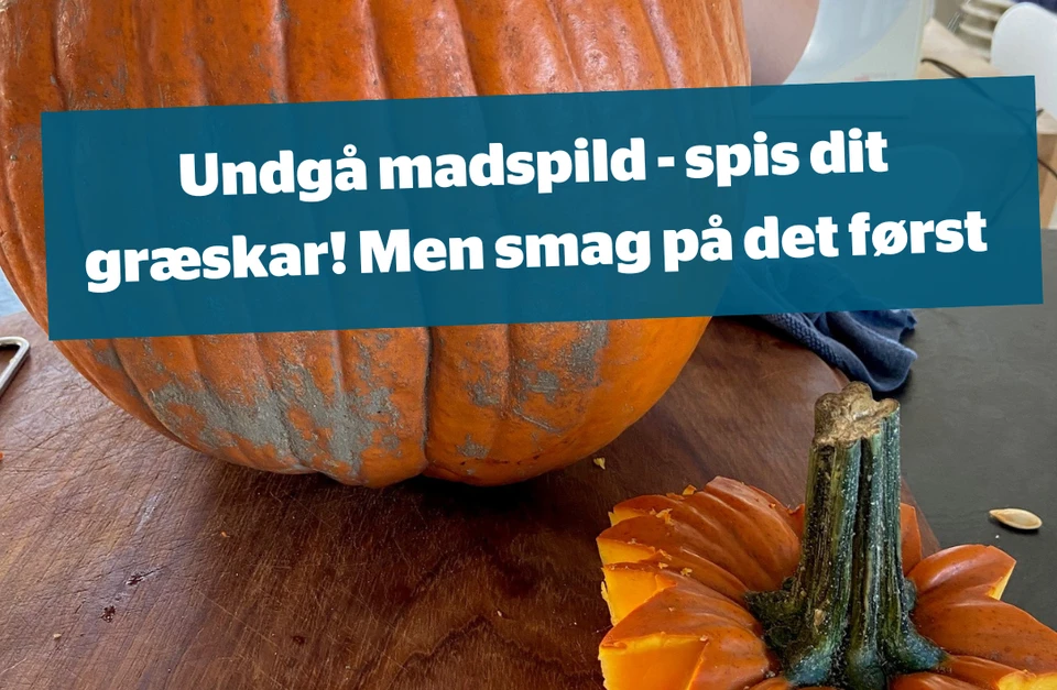 Græskar med tekst om at smage på det før du spiser det
