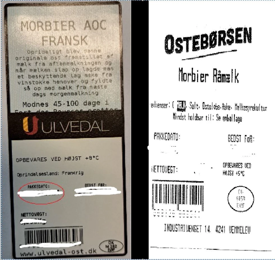 Billede af oste-etiketter