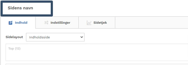 Feltet hvor man skriver sidens navn i GoBasic CMS