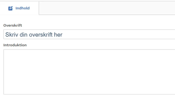 Feltet 'Overskrift' i GoBasic CMS