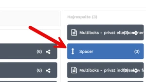 spacer modul mellem to bokse med rød pil