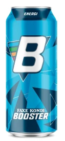 Product photo: Faxe Kondi Booster Energi 50 cl can with missing labelling of the sweetener aspartame