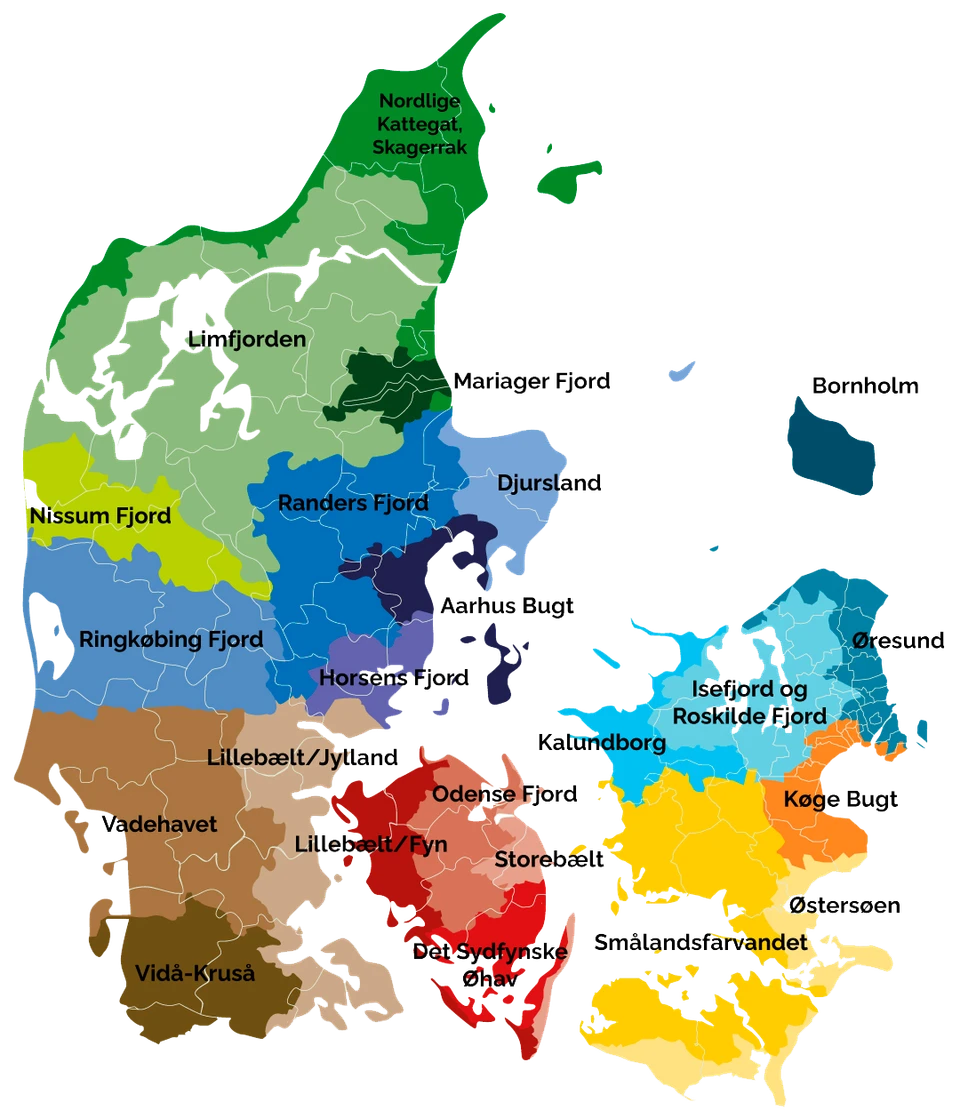 Danmarkskort over lokale treparter