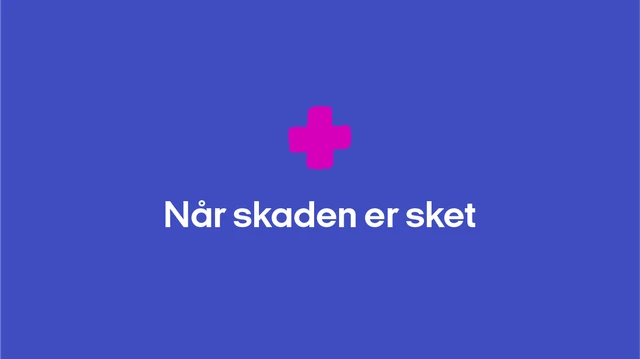 "Bannerbillede med teksten få hjælp, når skaden er sket"