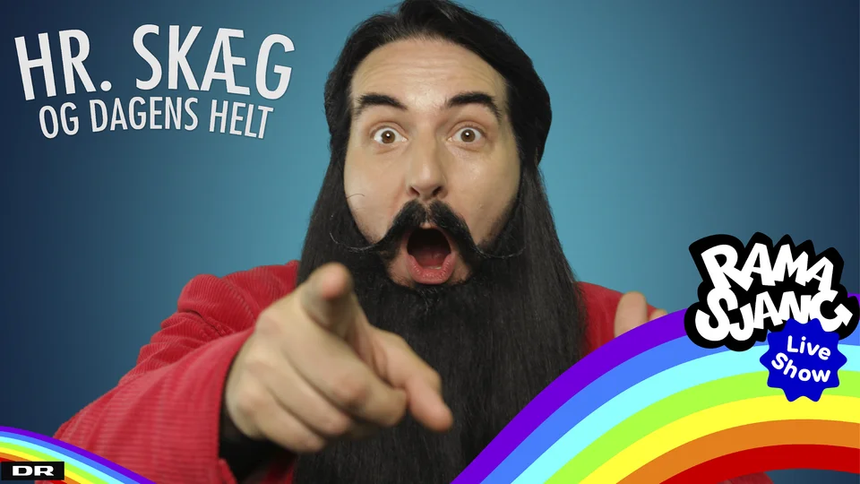 Hr. Skæg afslutter dagen på Posthustorvet. Foto: DR Ramasjang