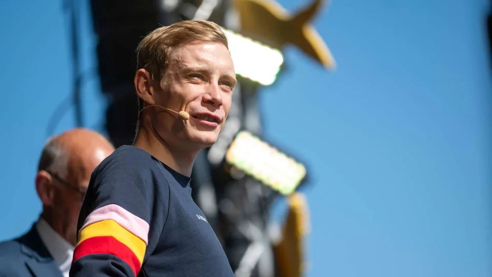 Jonas Vingegaard til fejring i Glyngøre i 2023. Foto: Thomas Køser