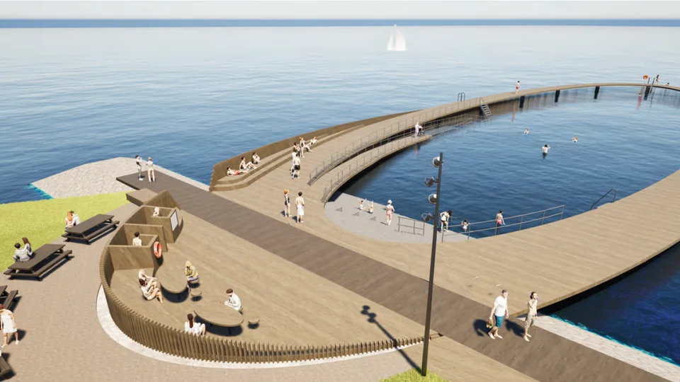 Arbejdet med Fjordbadet forventes at gå i gang i januar. Illustration: MS+ Arkitekter