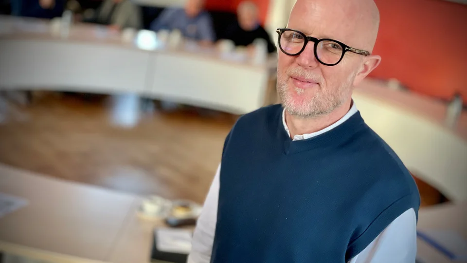 Morten Bramming mødte jubilæumsgruppen første gang tirsdag eftermiddag. Til april skal gruppen præsentere deres forslag til de syv store events i jubilæumsåret. Foto: Skive Kommune, Jane Gisselmann