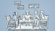 En familie om et bord