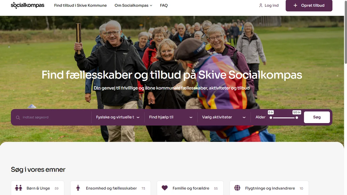 Skive Socialkompas hjemmesides forside