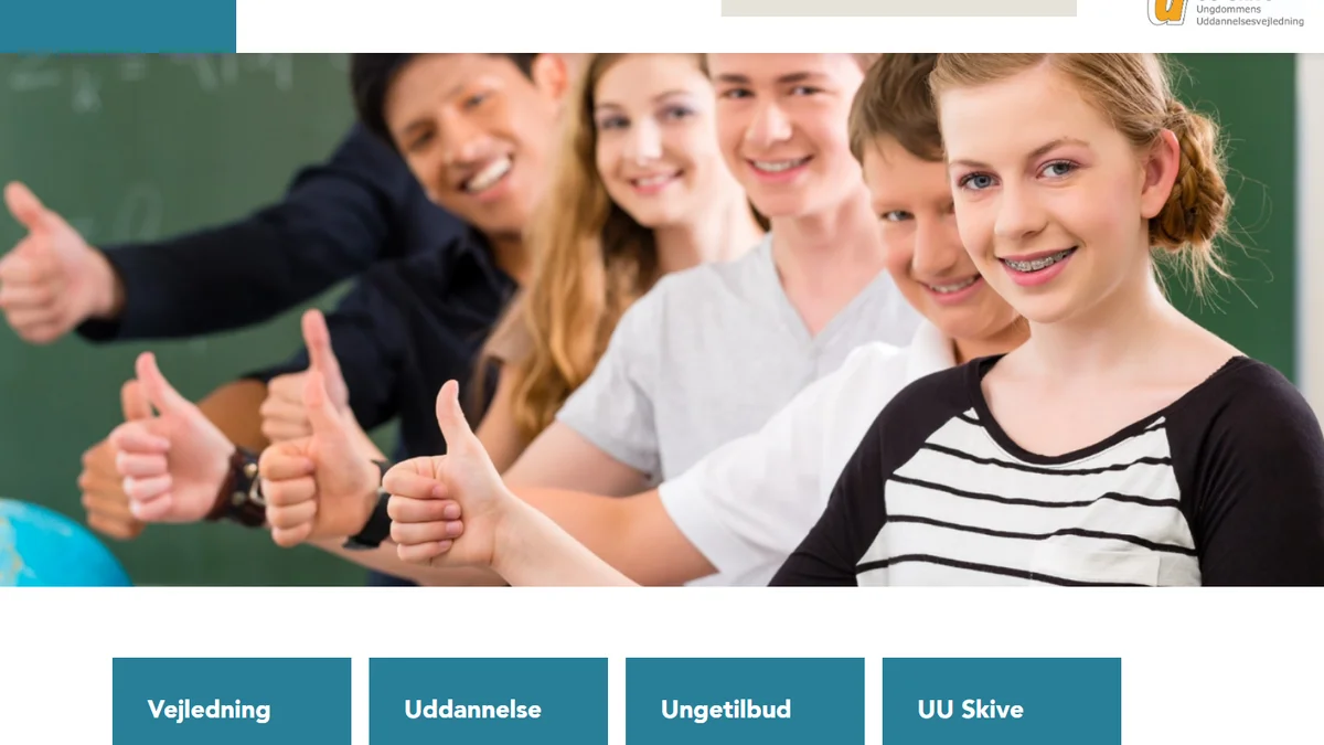 Forside på UUSkives hjemmeside