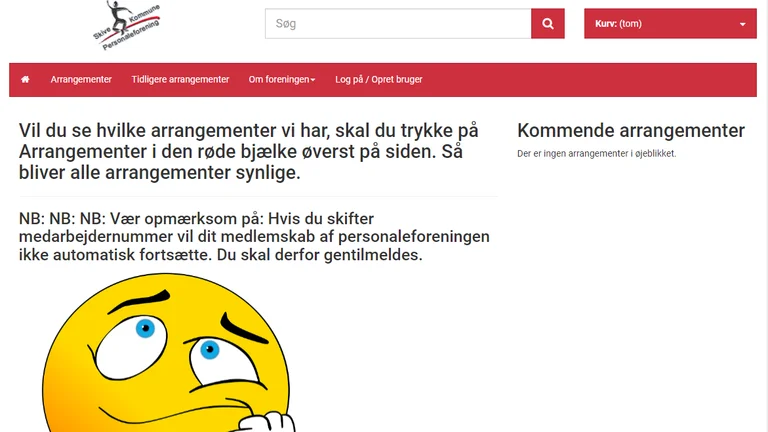 Forside af personaleforeningen for ansattes hjemmeside