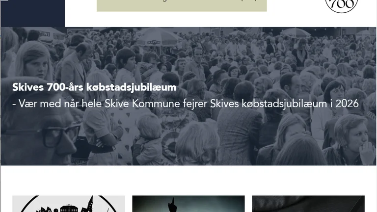 Forside på hjemmesiden Skive700.dk