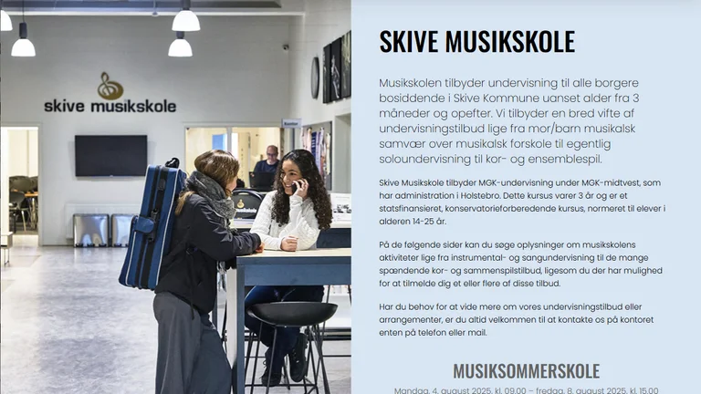 Forside på Skive Musikskoles hjemmeside