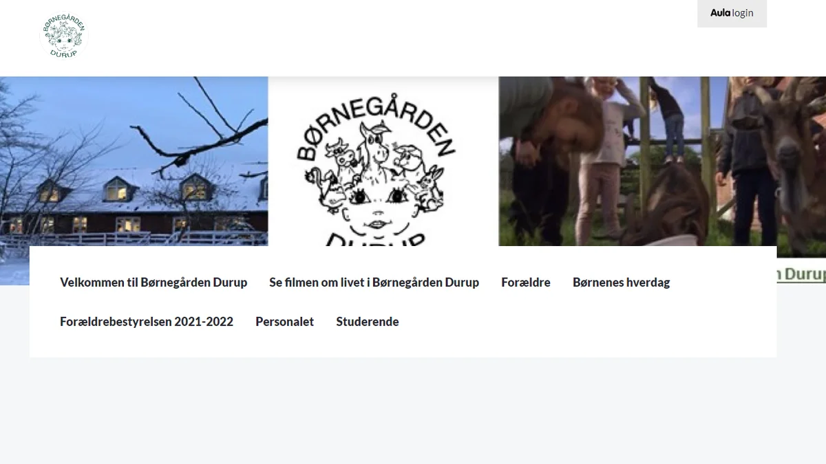 Forside på Børnegården Durups hjemmeside
