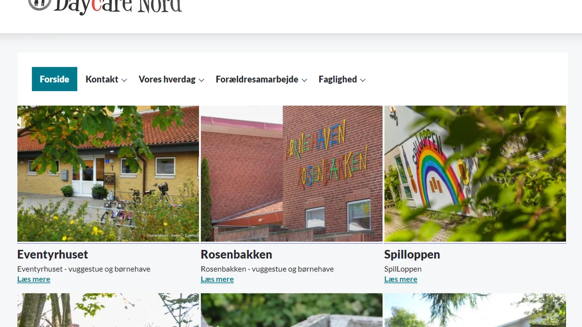 Forside på Daycare Nords hjemmeside