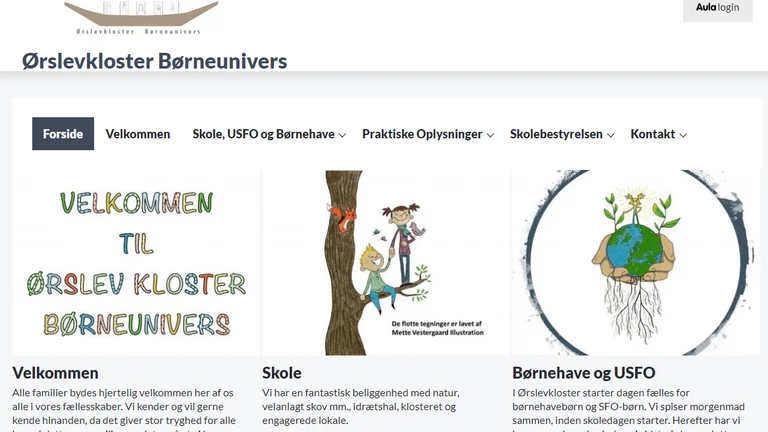 Forside på Ørslevkloster Skoles hjemmeside