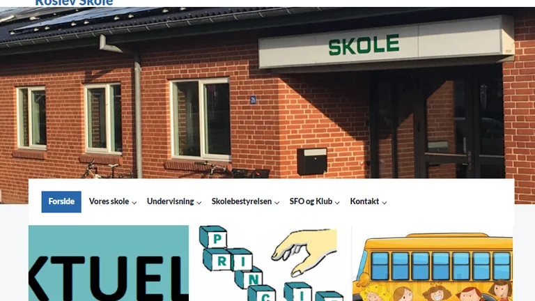 Forside på Roslev Skoles hjemmeside