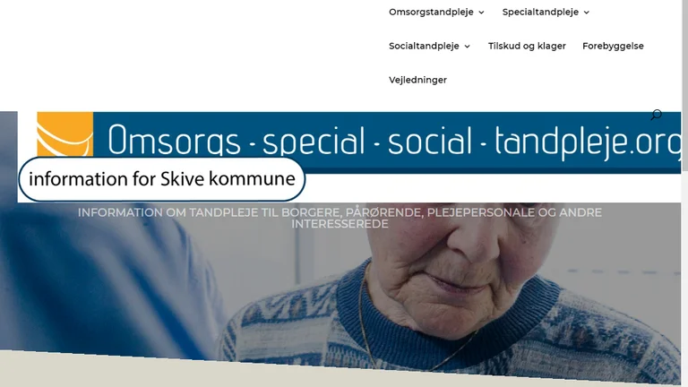 Forsiden på Omsorgstandplejen hjemmeside
