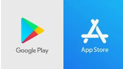 Ikoner af Google Play og Appstore