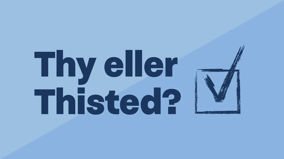 En grafik, hvor der står: Thy eller Thisted?
