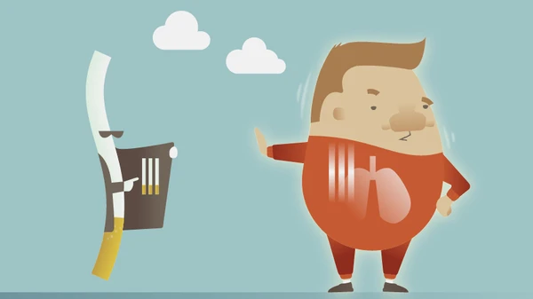 Grafisk tegning af en mand, der siger nej til en smøg