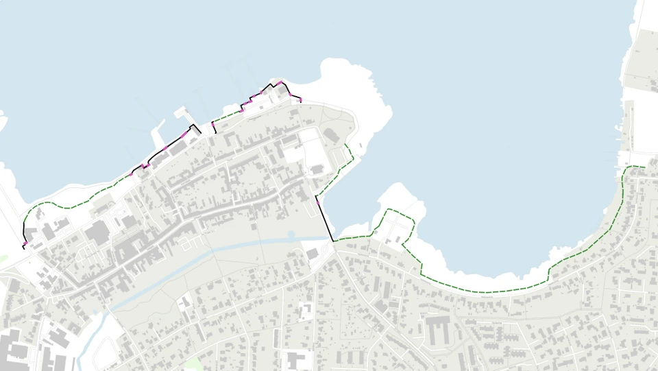 Kort over kystbeskyttelsesprojekt i Præstø