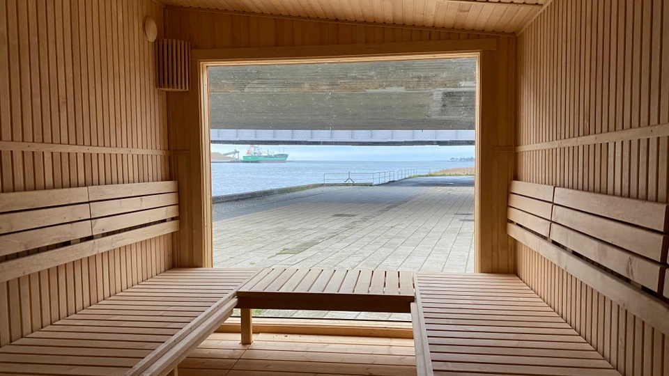 Billede taget inde i en sauna på Sydhavnen i Vordingborg