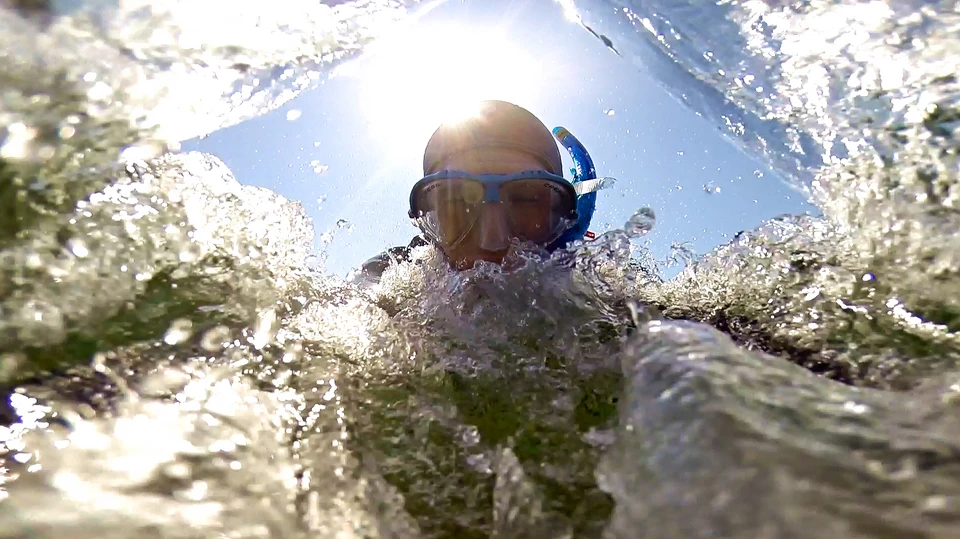 Billede af person, der snorkler i vand