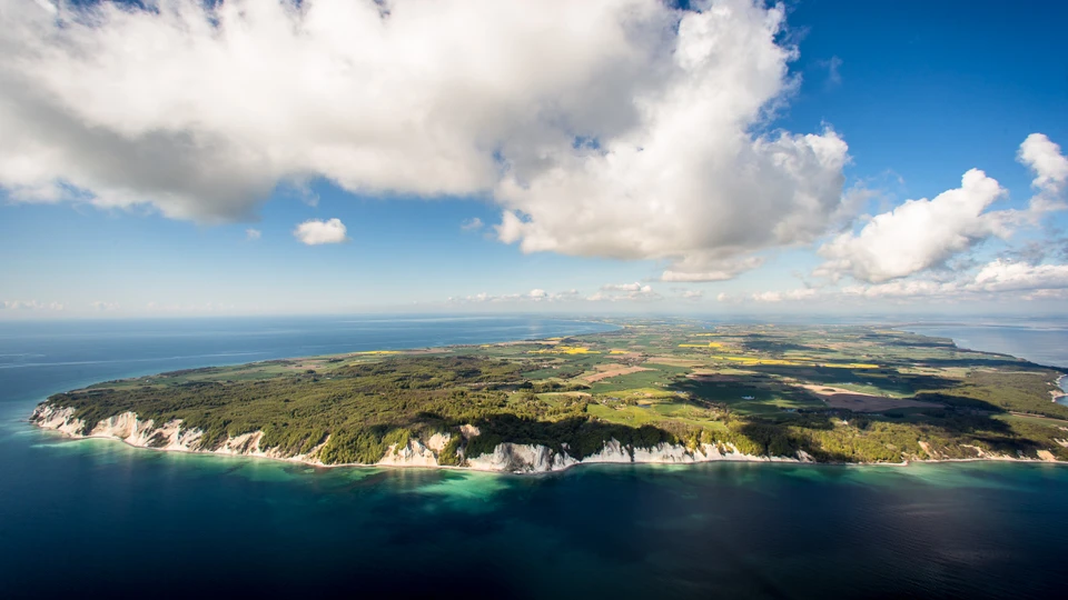 Luftfoto af Møns Klint