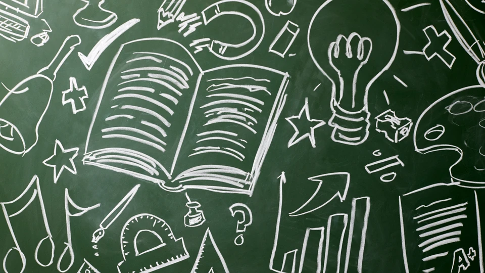 Billede af tavle med kridttegninger