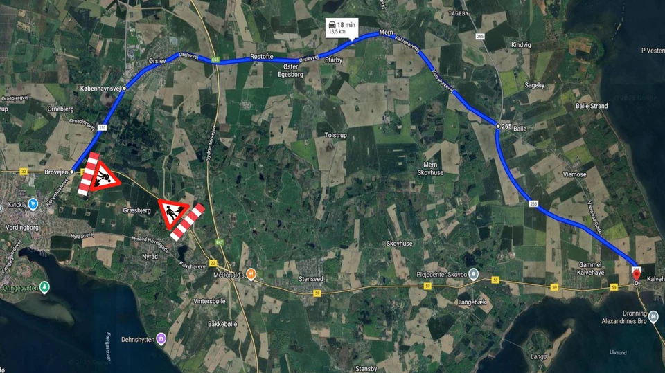 Kort over asfaltarbejde