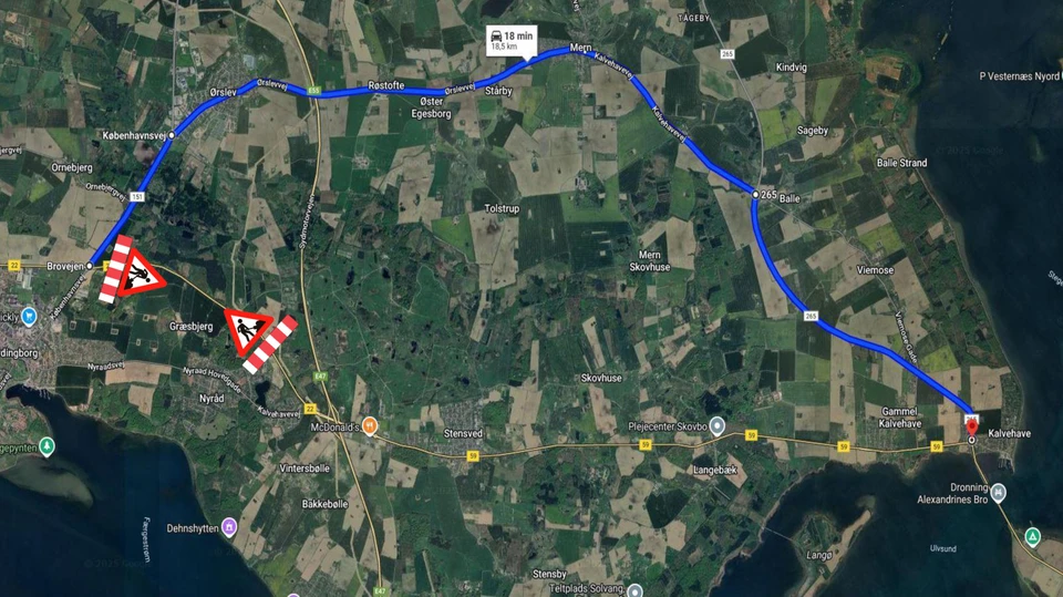 Kort over asfaltarbejde