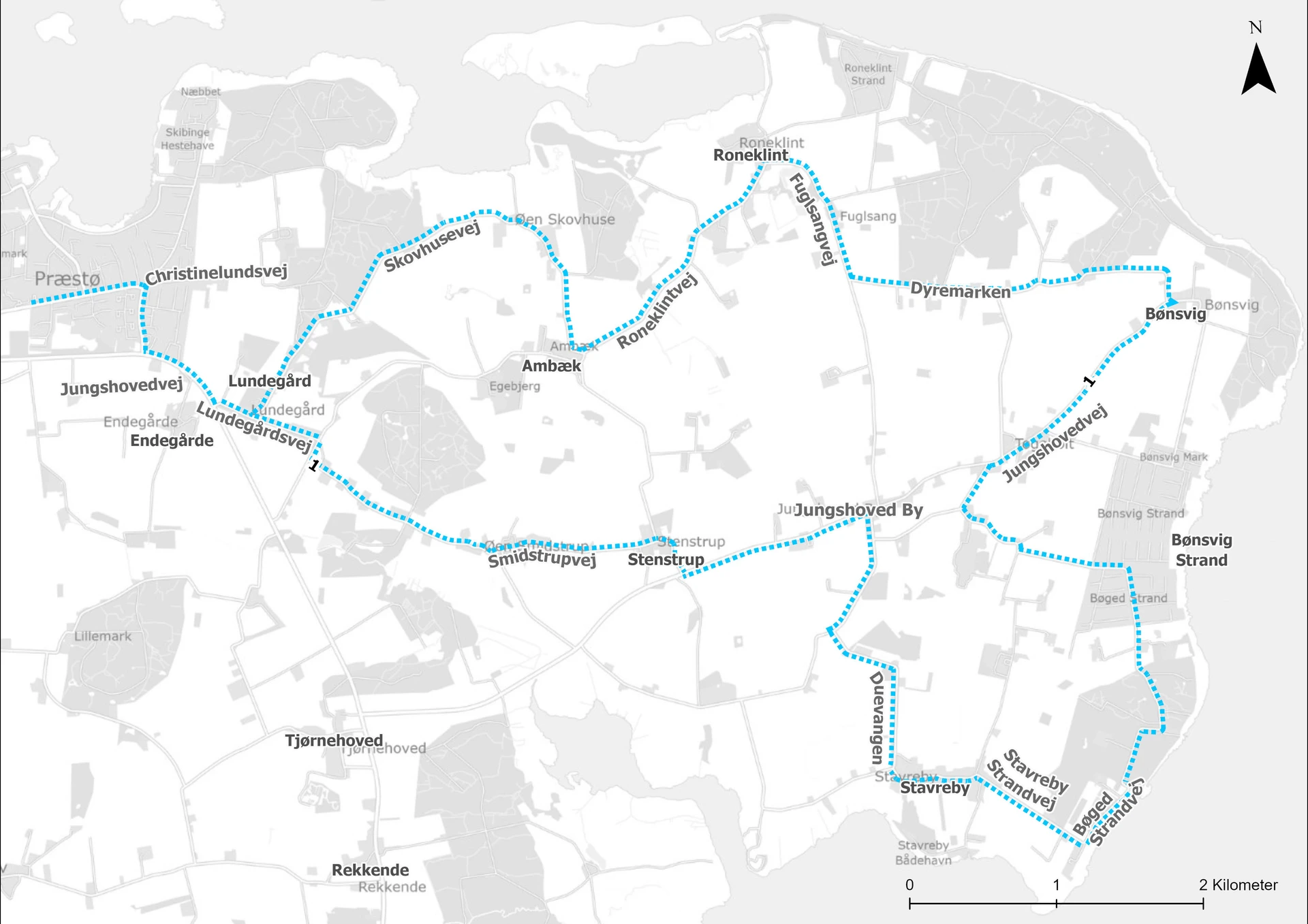 Kort for skolebusrute 1