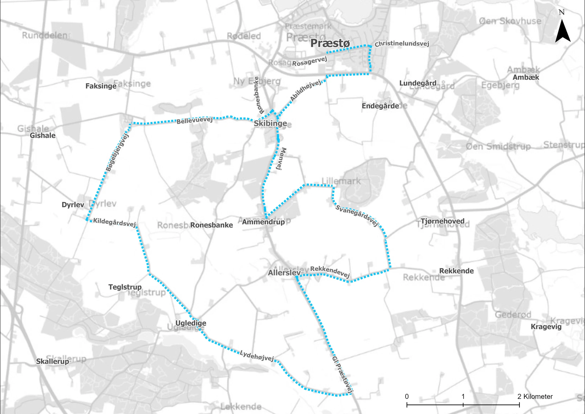 Kort for skolebusrute 2