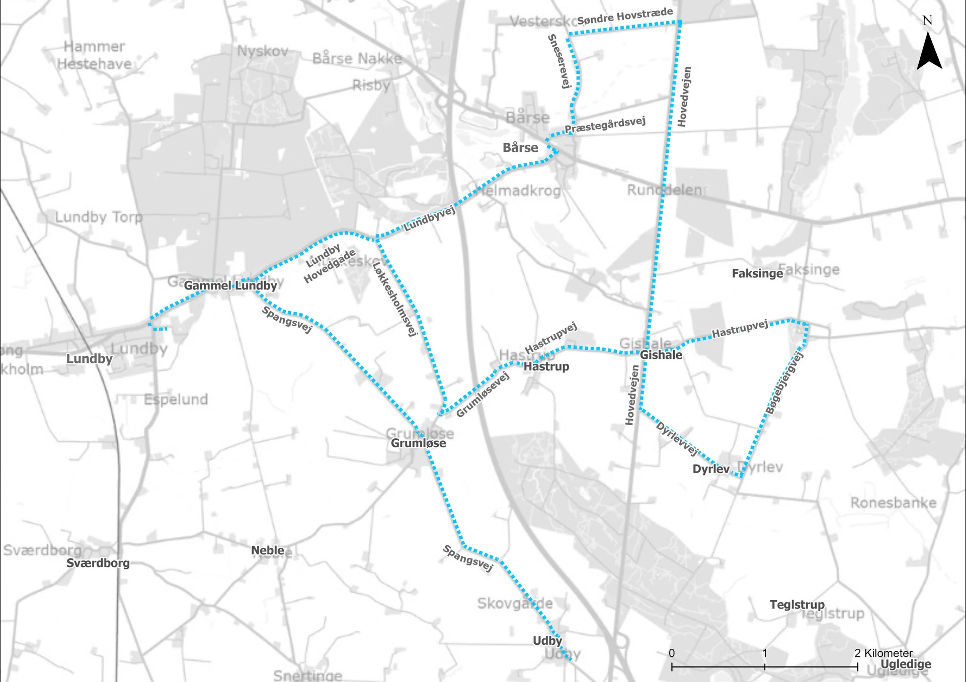 Kort for skolebusrute 3