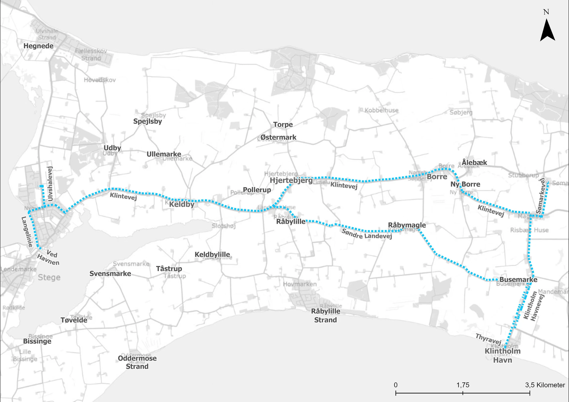 Kort for skolebusrute 12