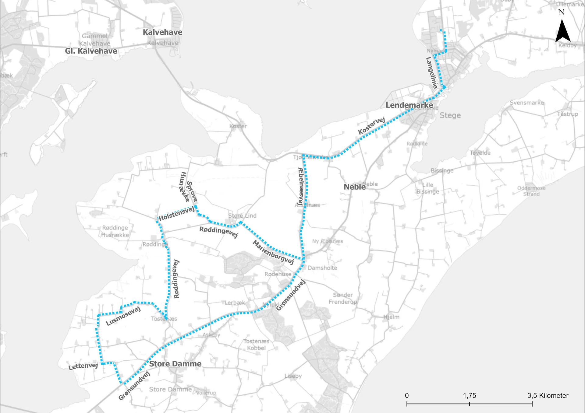 Kort for skolebusrute 15