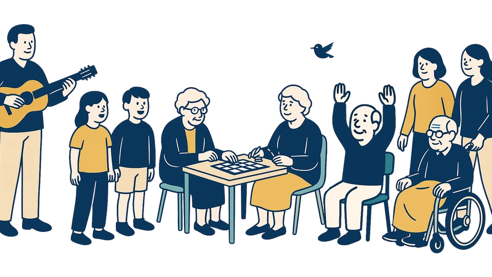 Grafik af børn og voksne, unge og ældre