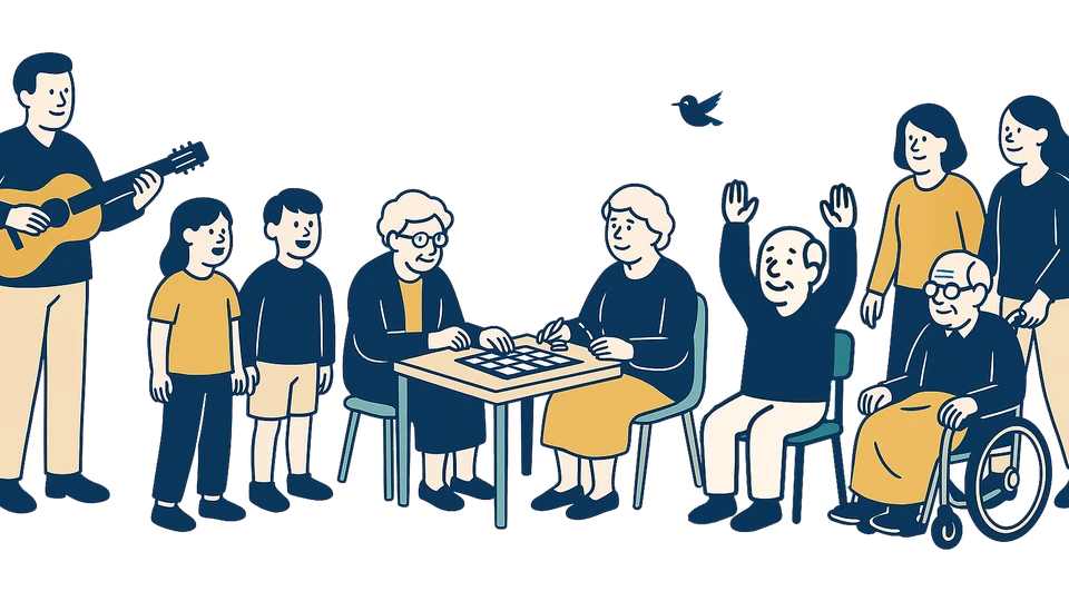 Grafik af børn og voksne, unge og ældre