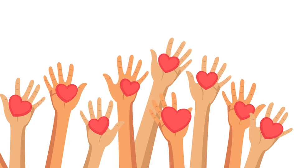 Grafik af hænder med hjerter