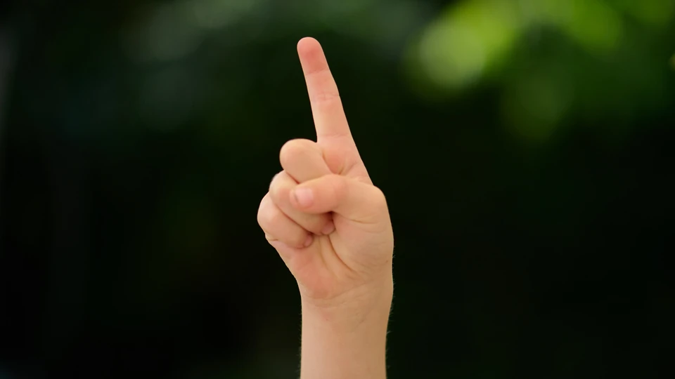 Barnehånd rakt i vejret