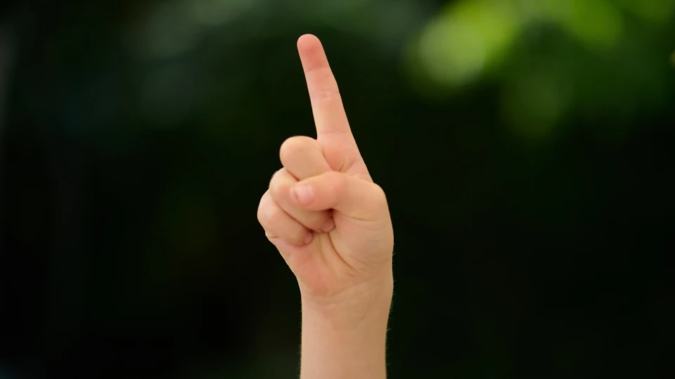 Barnehånd rakt i vejret