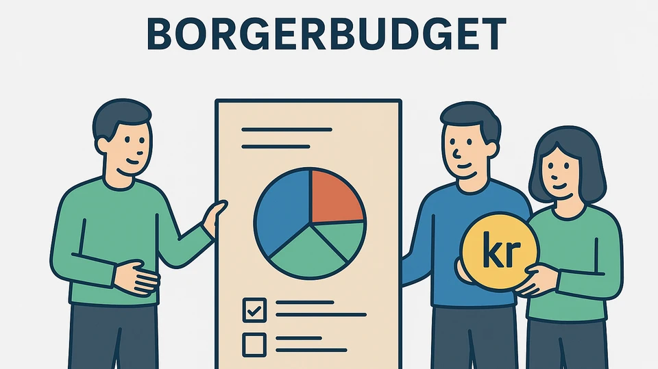 Grafisk illustration af mennesker, der holder et budget